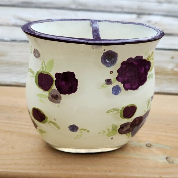 PRETTY Purple Roses Bathroom Set 12 Shower Hooks Plus Toothbrush Holder PURPLE - Picture 2 of 4